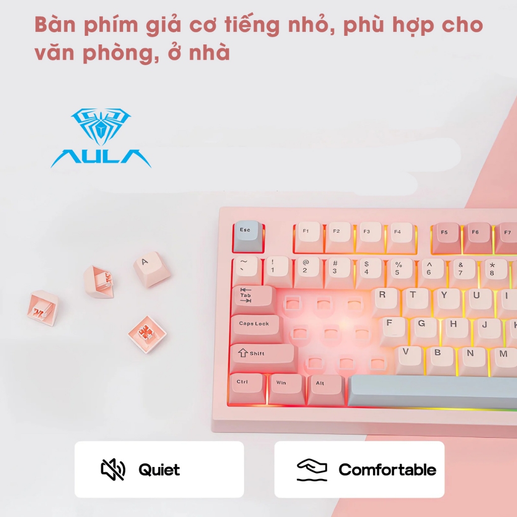 Bàn phím giả cơ silent AULA S102 PRO 3 mode kết nối, có màn hình hiển thị, LED RGB bắt mắt phù hợp cho làm văn phòng | BigBuy360 - bigbuy360.vn