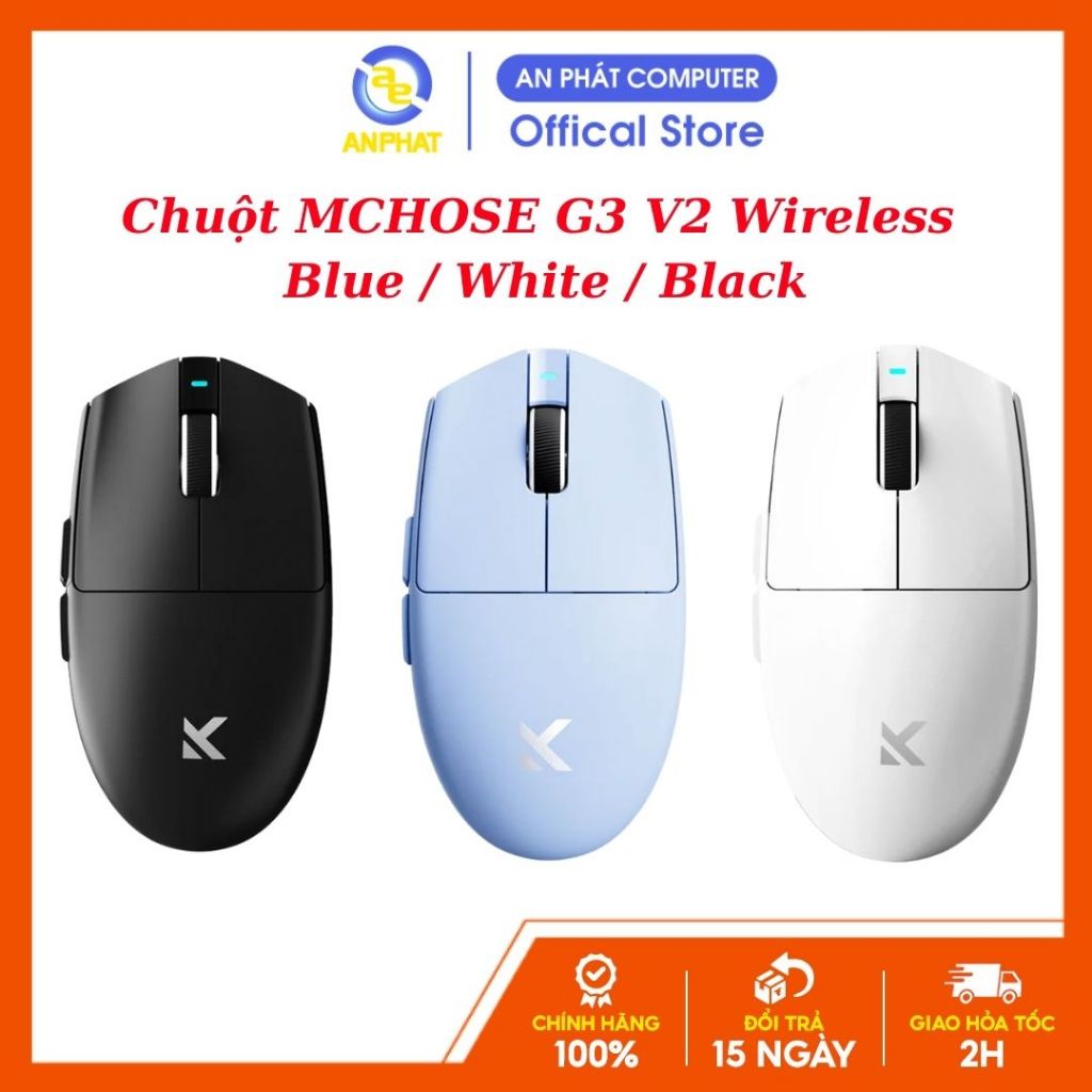 [BH 12 Tháng] Chuột MCHOSE G3 V2 Wireless Black / White / Blue
