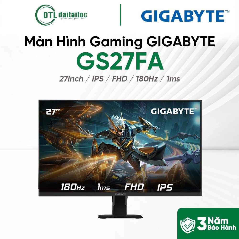 Màn Hình Gaming GIGABYTE GS27FA 27inch IPS FHD 180Hz 1ms I Chính hãng I Bảo hành 36 tháng