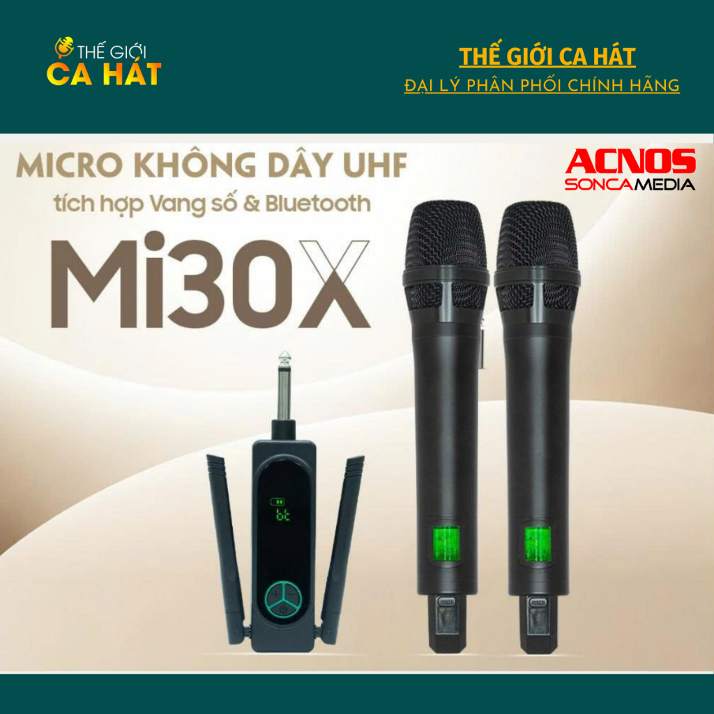 ACNOS Mi30S/ Mi30X Micro không dây tích hợp vang số chỉnh cơ Soncamedia