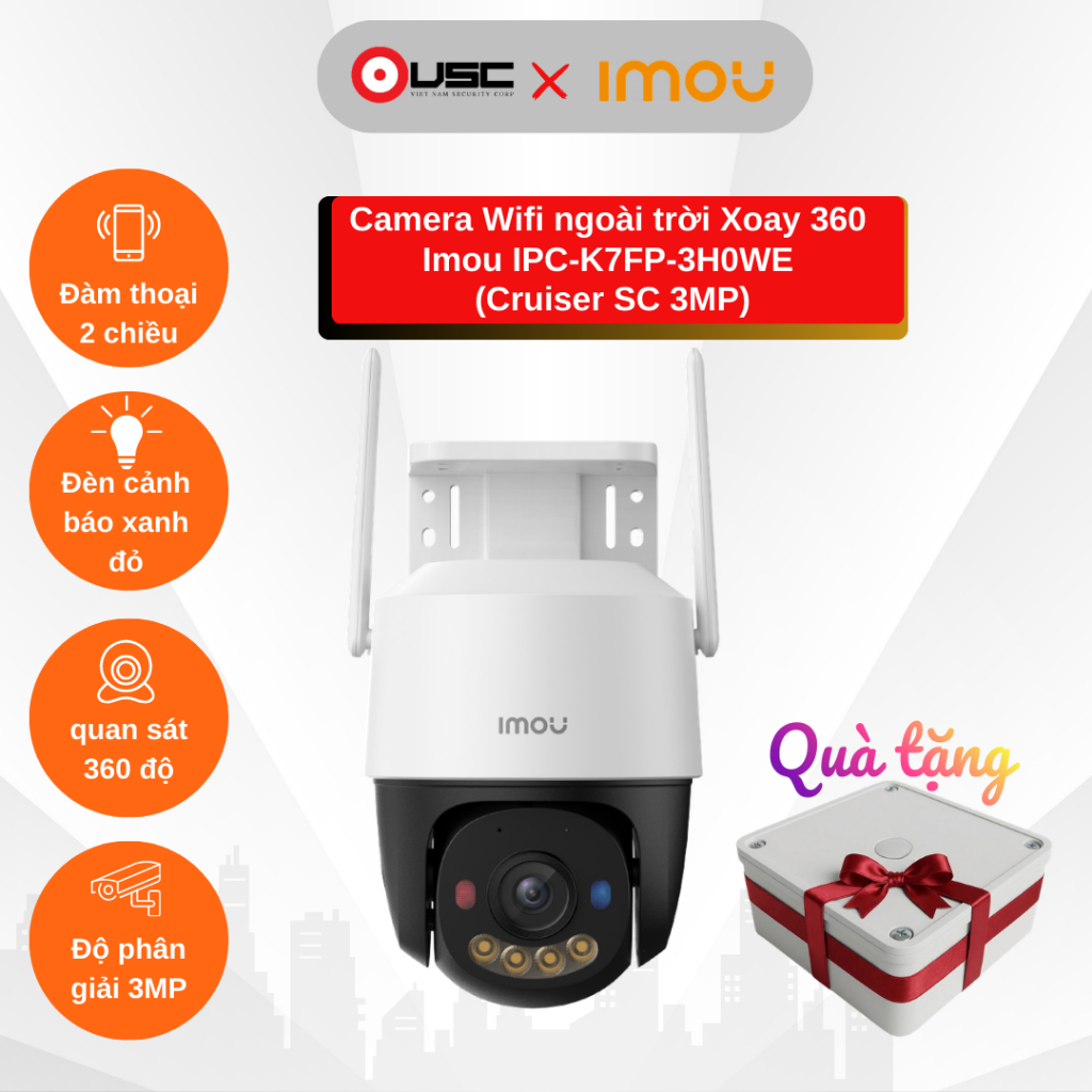 Camera Wifi Imou Cruiser SC 2K 3MP IPC-K7FP-3H0WE - Đèn cảnh báo xanh đỏ