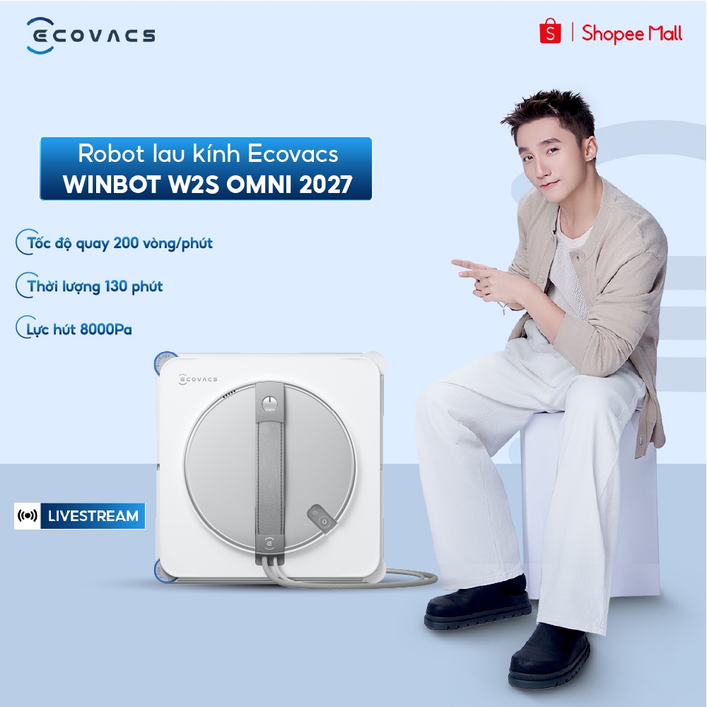 [LIVE] Robot lau kính Ecovacs Winbot W2S Omni 2027 - Trạm đa năng - Chống rơi an toàn
