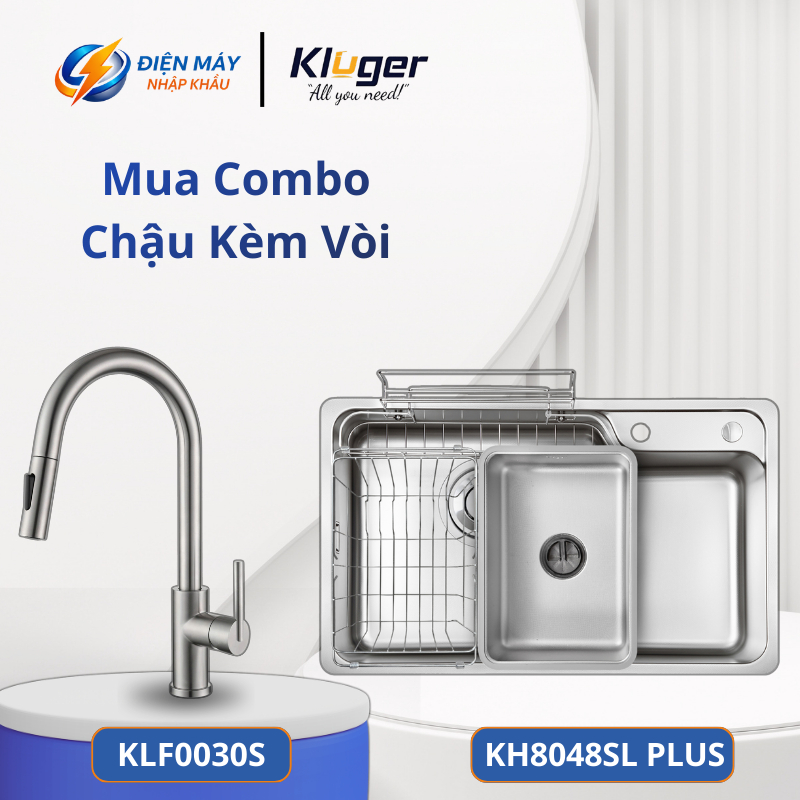 Chậu Rửa Bát Kluger KH8048SL Plus – Bề Mặt Super Linen – Kháng Xước – Dễ Vệ Sinh – Bền Đẹp Hiện Đại