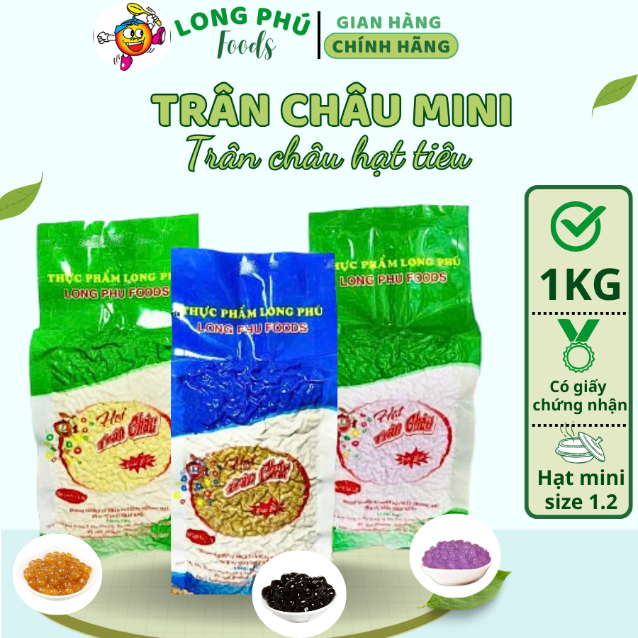 Trân Châu Mini (Trân châu hạt tiêu) LONG PHÚ gói 1kg