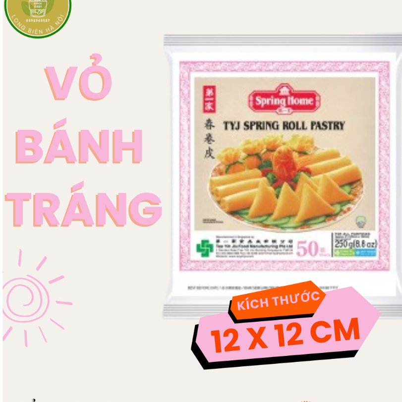 [BẠT BÉ] Bánh đa nem, vỏ bánh tráng [Singapore] SPRING HOME TYJ Spring Roll Pastry 50 bạt size BÉ 12