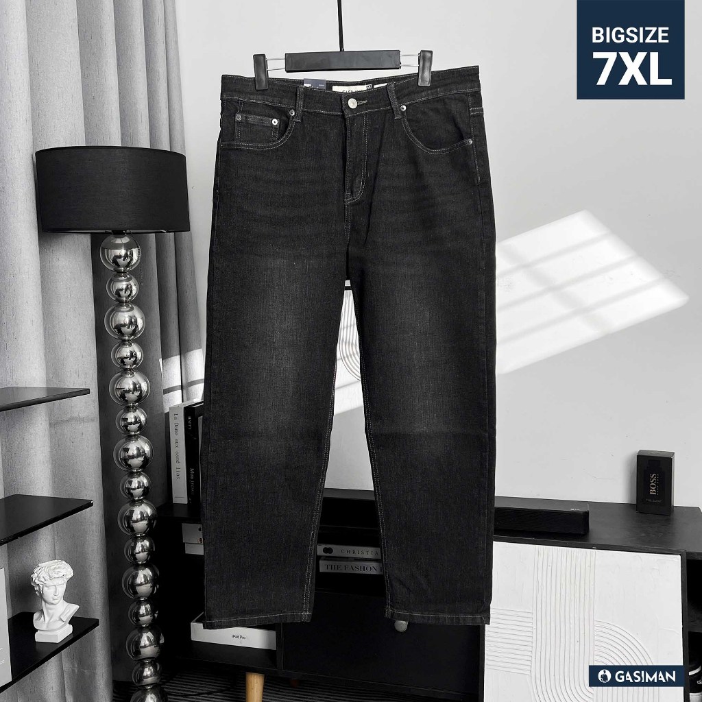 QUẦN DÀI JEAN BIGSIZE (80kg - 150kg) Màu Xám Wash, Co Giãn Thoải Mái, Chuẩn Phom Bigsize - GASIMAN