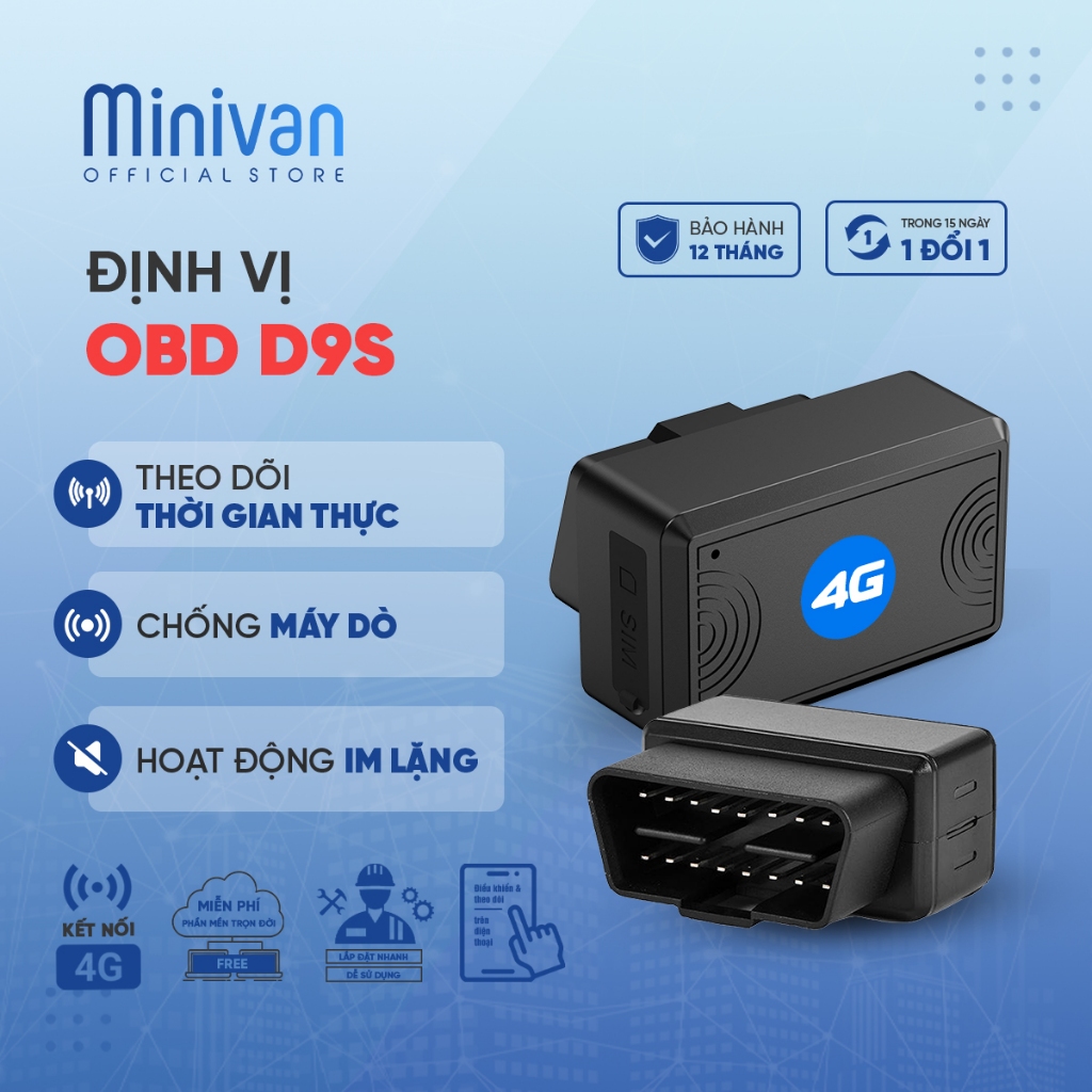 Định Vị GPS Ô Tô D9S OBD Chip 4G – Theo Dõi Xe Hơi, Cảnh Báo Tốc Độ, Hàng Rào Điện Tử