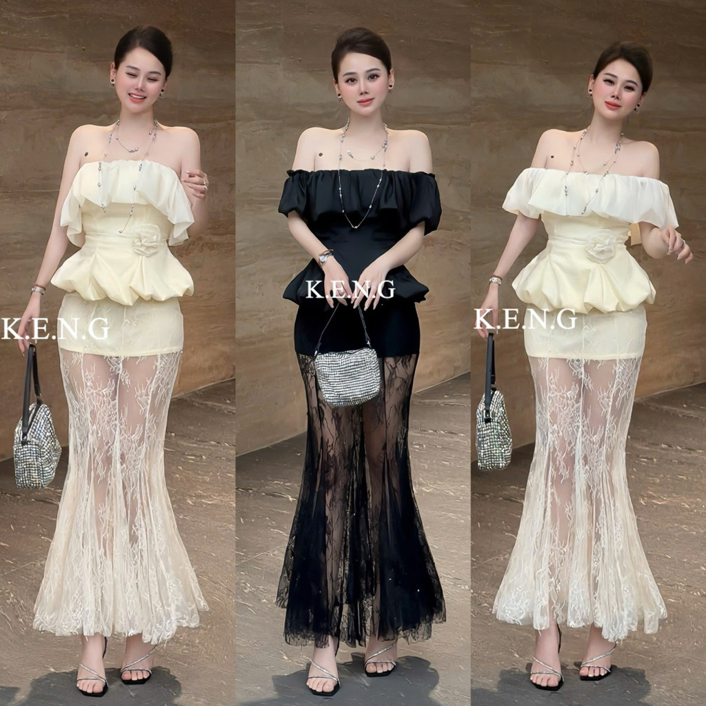 set ao trễ vai bèo cv tầng kim sa