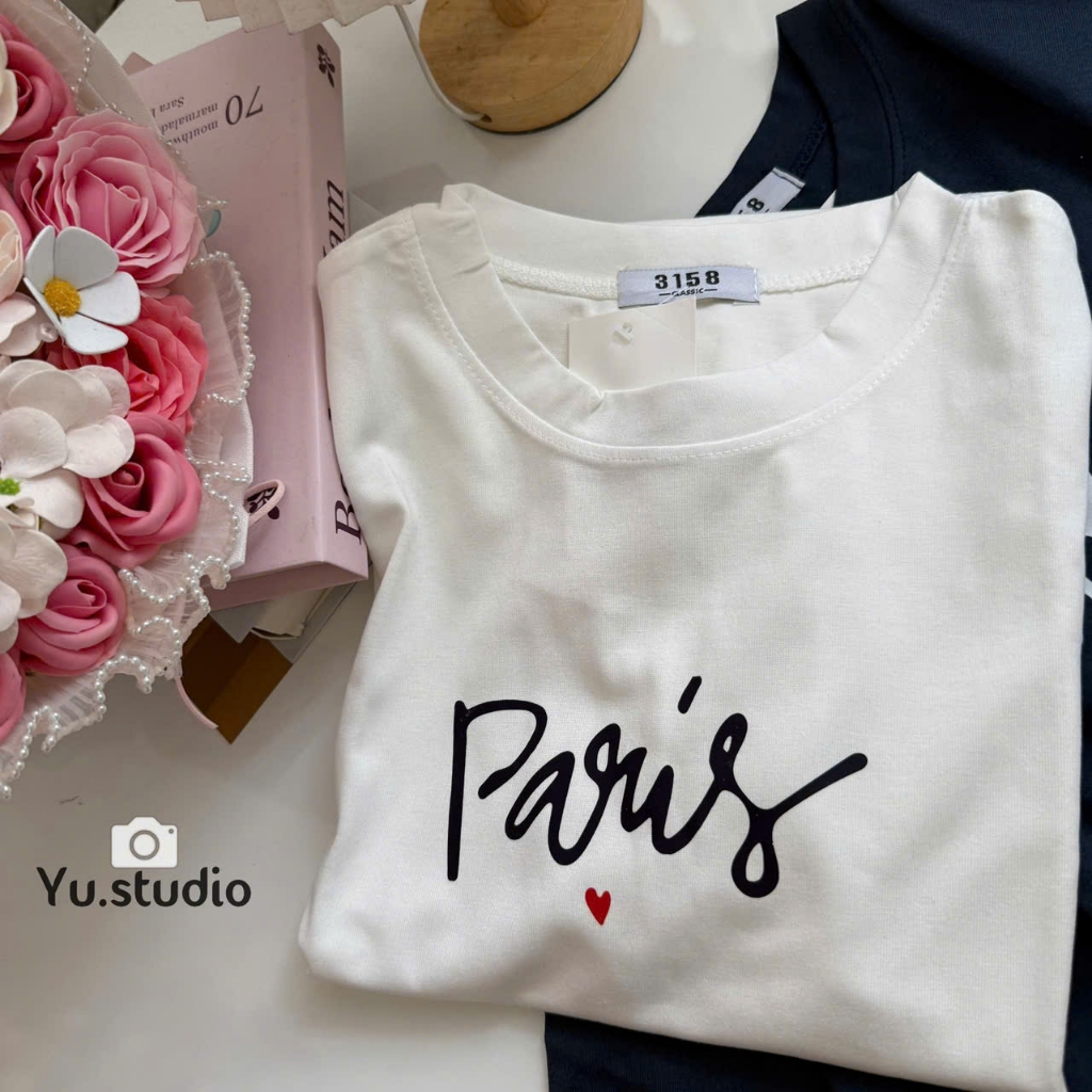 Áo thun nữ YUSTUDIO 3158, áo thun form rộng, áo cotton khô 3158 mẫu PARIS 2026