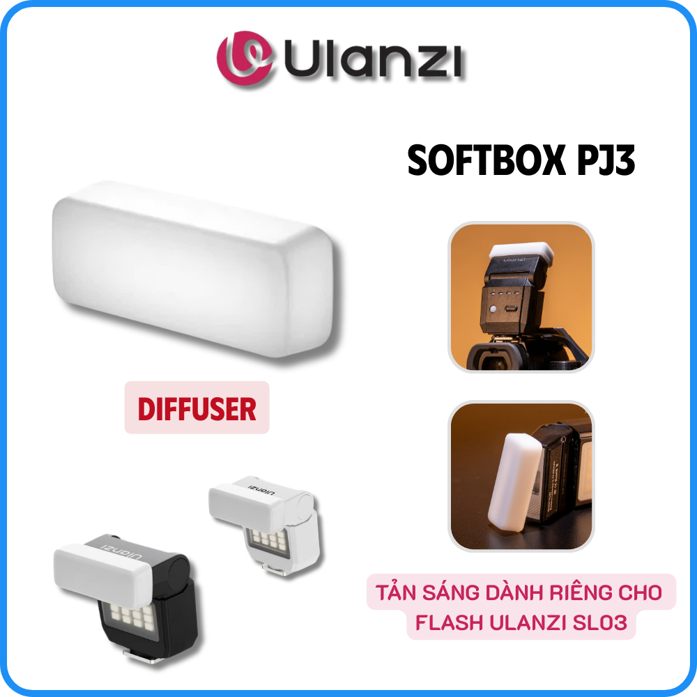 Tản Sáng Cho Đèn Flash Mini ULANZI SL03, Bộ Khuếch Tán Cho Đèn Flash - Ulanzi PJ3 SL03 Softbox C101 