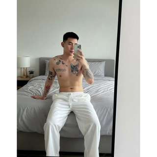 Quần thun ống rộng trắng đi biển Summer Pant cho Nam