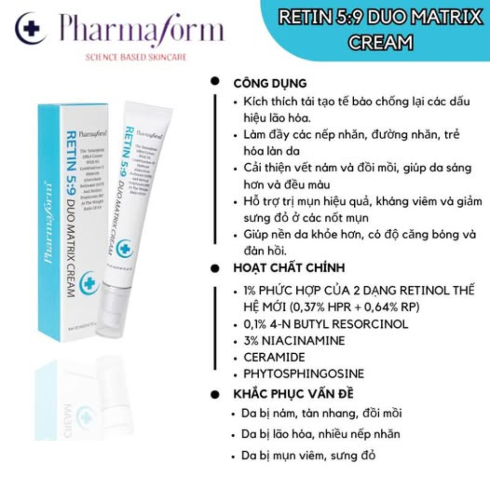Ảnh 4 của Tinh chất Pharmaform Retinol 1% Enhancer, Retin 5:9 Duo Matrix Cream giúp chống lão hóa, tái tạo da