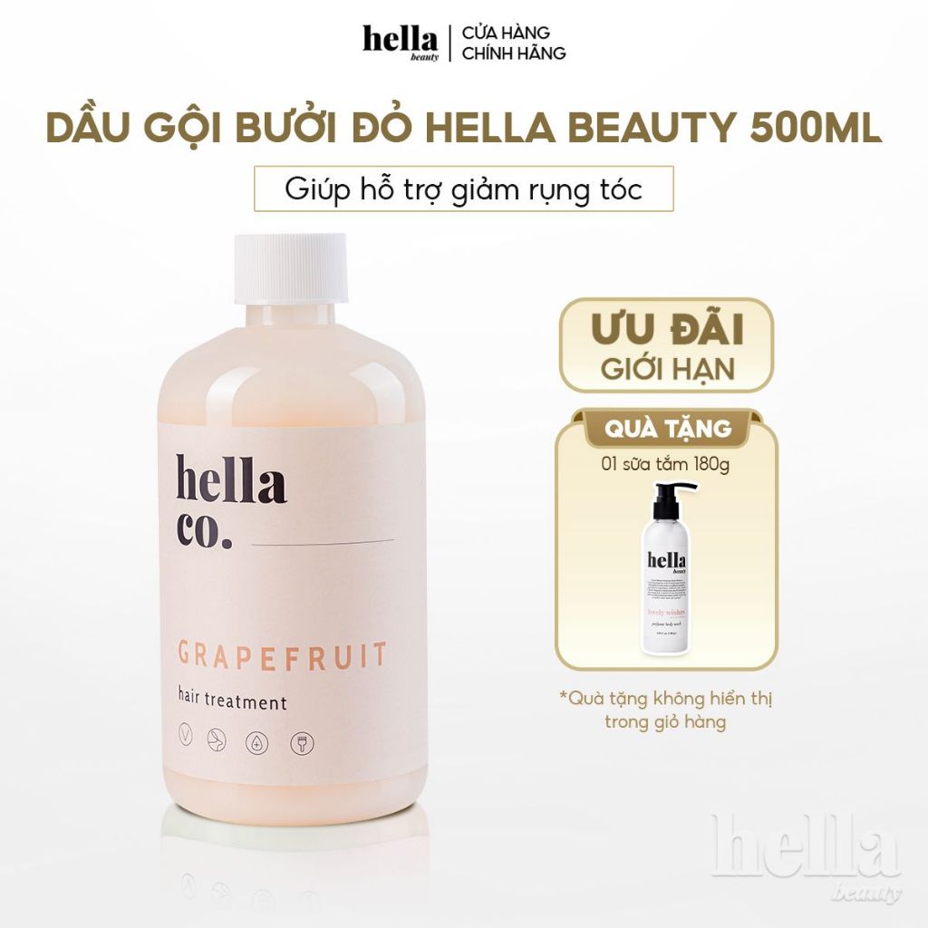Dầu gội bưởi hỗ trợ mọc tóc Hella Beauty 500ml