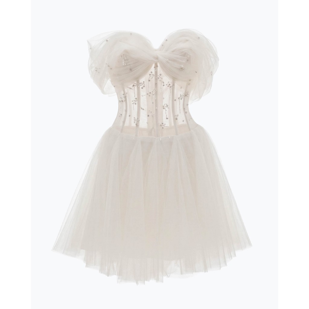 Lovelyn Clara - Đầm Váy Mini Dress Bồng Xoè Tôn Chân Corset Xuyên Thấu Đính Pha Lê