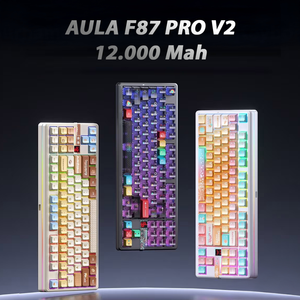 Bàn phím cơ Aula F87 Pro V2 3 Mode – Gasket, 8000Hz, Màn hình LED, Pin 10000mAh