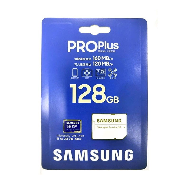 Thẻ nhớ MicroSDXC Samsung Pro Plus 128GB đọc 160MB/s, ghi 120MB/s U3 A2 V30 kèm adapter (Xanh)