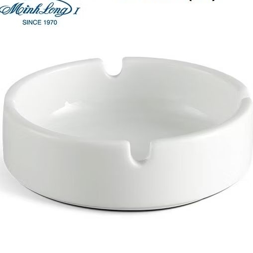 gạt tàn thuốc tròn sứ trắng Minh Long - gạt tàn thuốc tròn sứ trắng