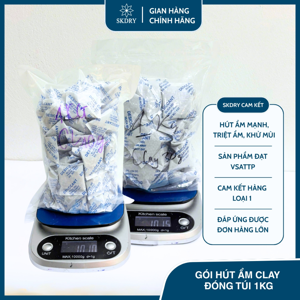 1KG GÓI HÚT ẨM CLAY 2/5/10/20/30/50g chống ẩm mốc, khử mùi, hút dầu thực phẩm…