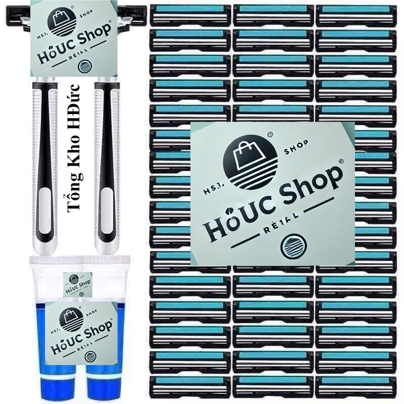 Combo Dao Cạo Râu 72 Lưỡi Sắc Bén + 2 Cán, Lưỡi Dao Kép - Tặng Kèm Túyp Kem Làm Mềm Râu