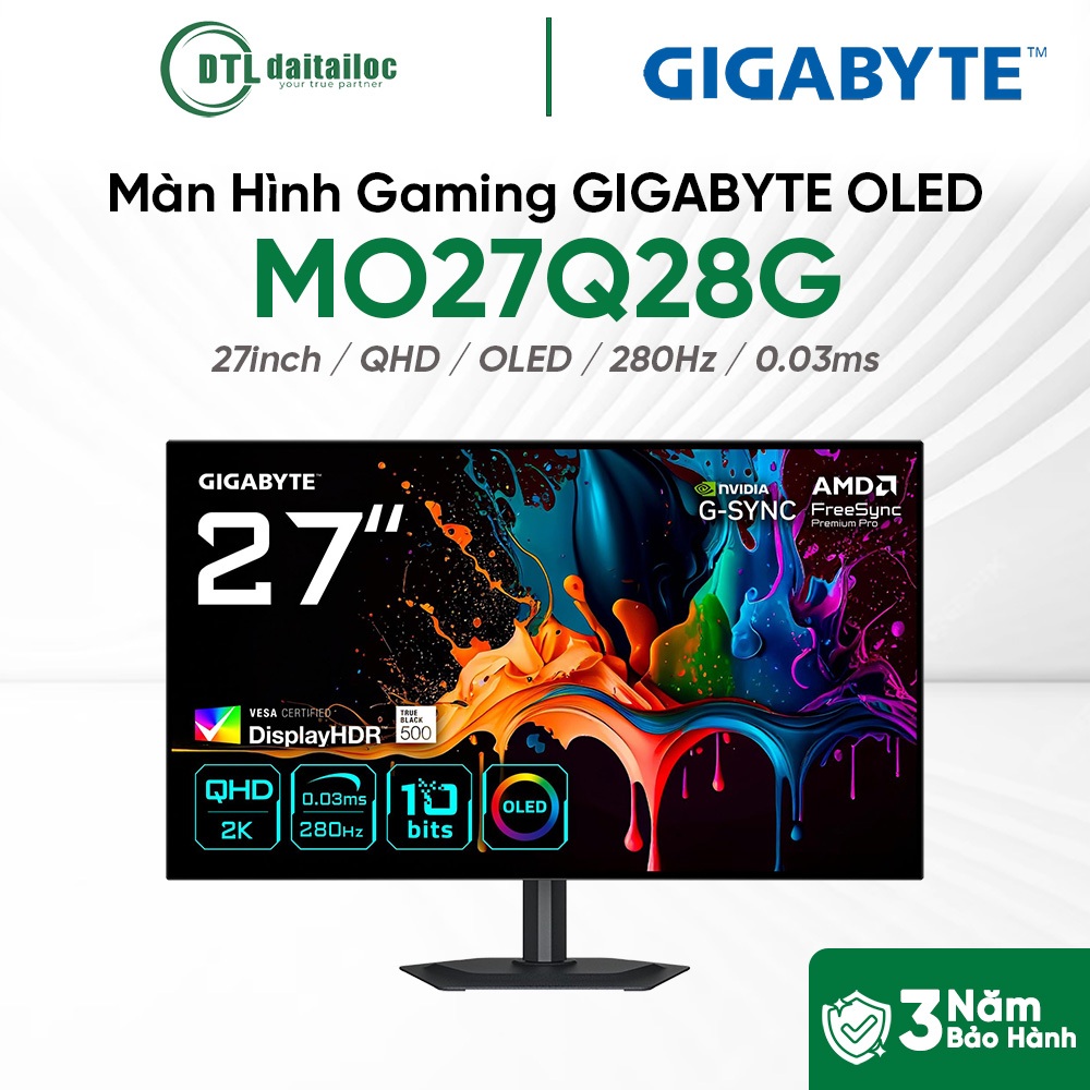 Màn Hình Gaming GIGABYTE OLED MO27Q28G 27inch QHD OLED 280Hz 0.03ms I Chính hãng I Bảo hành 36 tháng