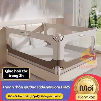 Thanh chắn giường cho bé KidAndMom BR25 cao 105cm chống kẹt chống vấp ngã, không cần bắt vít