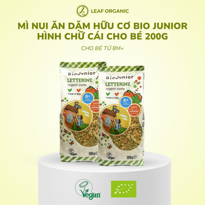 Mì nui ăn dặm hữu cơ cho bé hình chữ cái Bio Junior 200g (Từ 8 tháng tuổi)