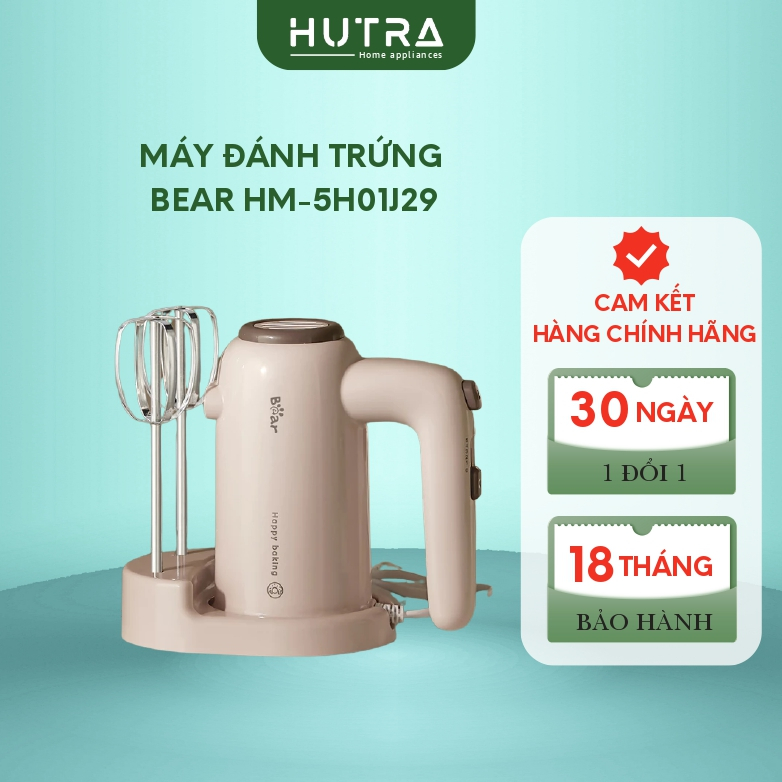 Máy Đánh Trứng Cầm Tay Bear 2 Que Inox 304 5 Tốc Độ Linh Hoạt Công Suất 125W HM-5H01J29