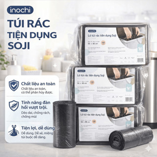 Lô túi rác tiện dụng Inochi (4 cuộn) - Túi rác đen/màu tự hủy, an toàn , có quai xách tiện lợi