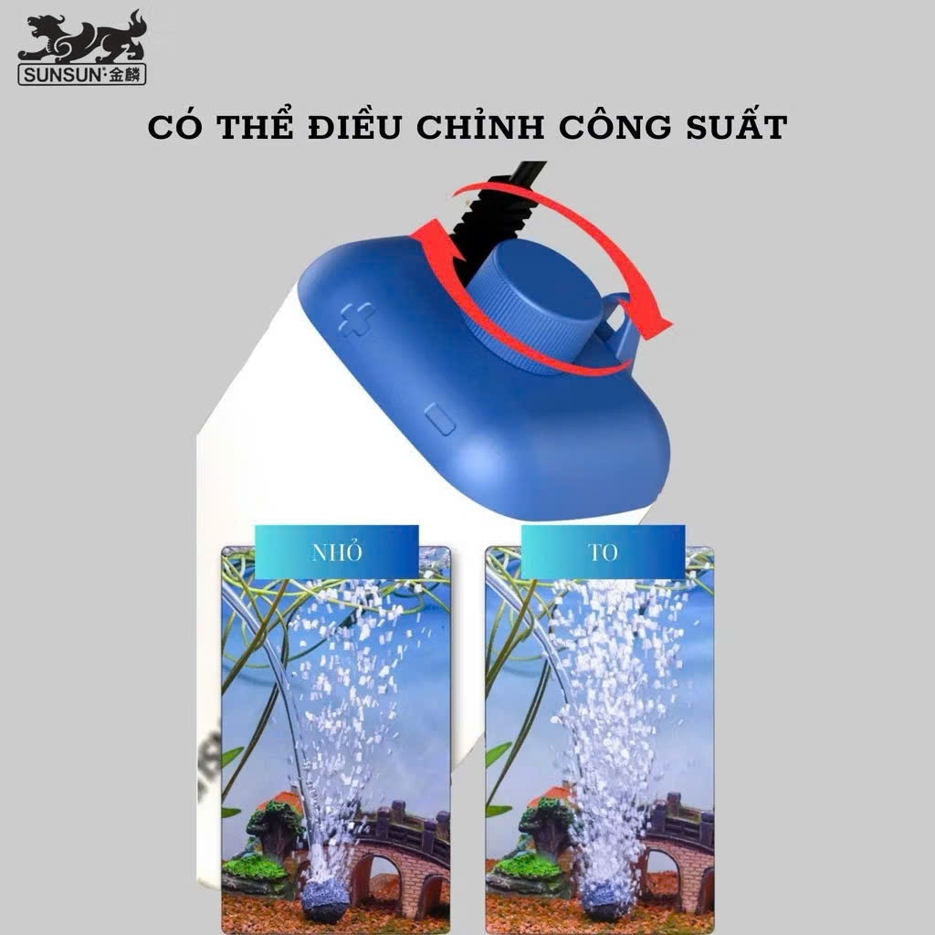 Máy Sủi Oxy Siêu Khoẻ, Siêu Êm SUNSUN LQE-50 LQE-100 LQE-200 LQE-400 nhỏ gọn