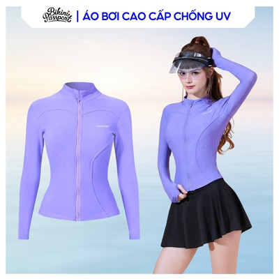 Áo bơi nữ tay dài có khoá chống UV đi du lịch - Bikini Passport - BS525_XT
