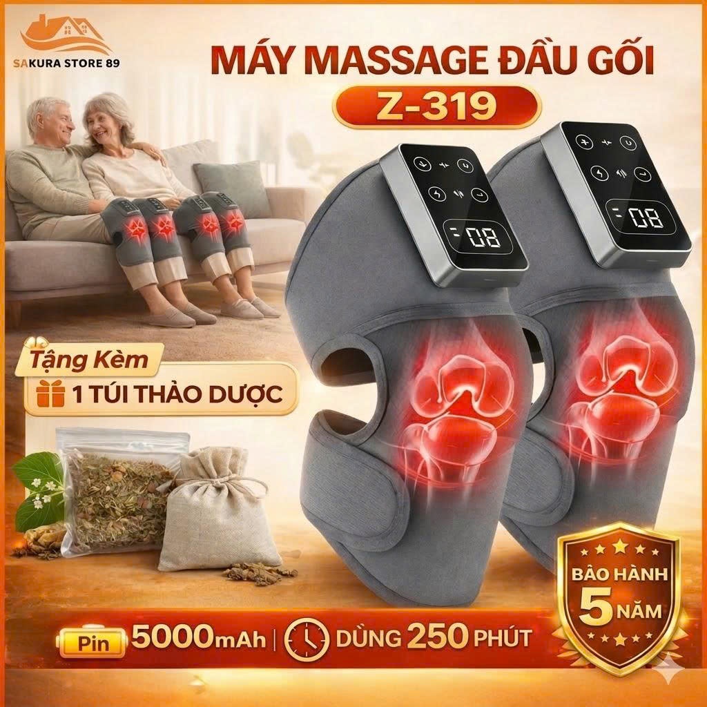 Máy massage đầu gối, đai đeo mát xa làm nóng trong 3s giảm đau nhức gối, bả vai, cánh tay