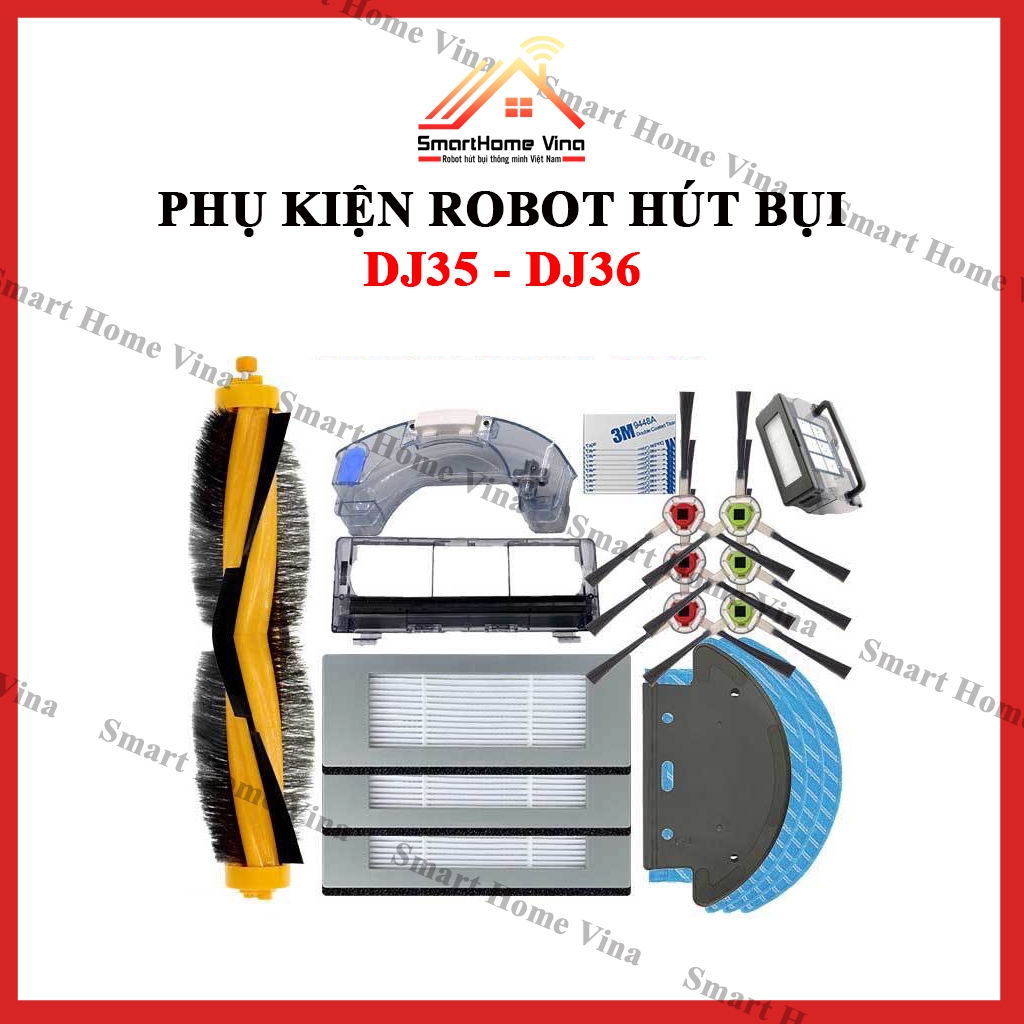 Bộ phụ kiện robot hút bụi lau nhà DJ35, DJ36. Khăn lau, chổi, lọc bụi.