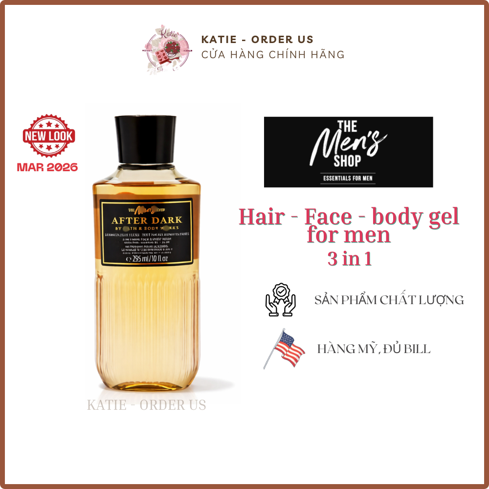 [Mẫu 2026] Gel tắm gội cho nam BBW - After Dark 295ml