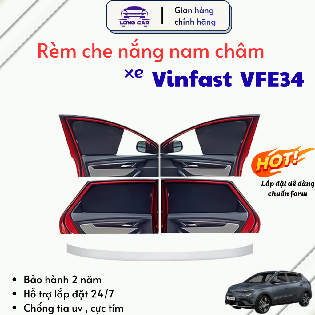 Rèm che nắng xe Vinfast VFE34/ Nerio Green đời 2022-2026 vừa khít form xe, nam châm hút mạnh