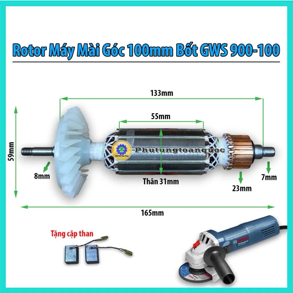 Rotor (ruột máy) mài Bosch 900-100 GWS 900-125 GWS 900 máy mài 100mm