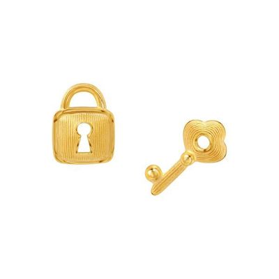 PRIMA Bông Tai Vàng 24K BST Mono Chic Khóa tình yêu (Chuôi+ Chốt 18k) - ( 1 đôi)