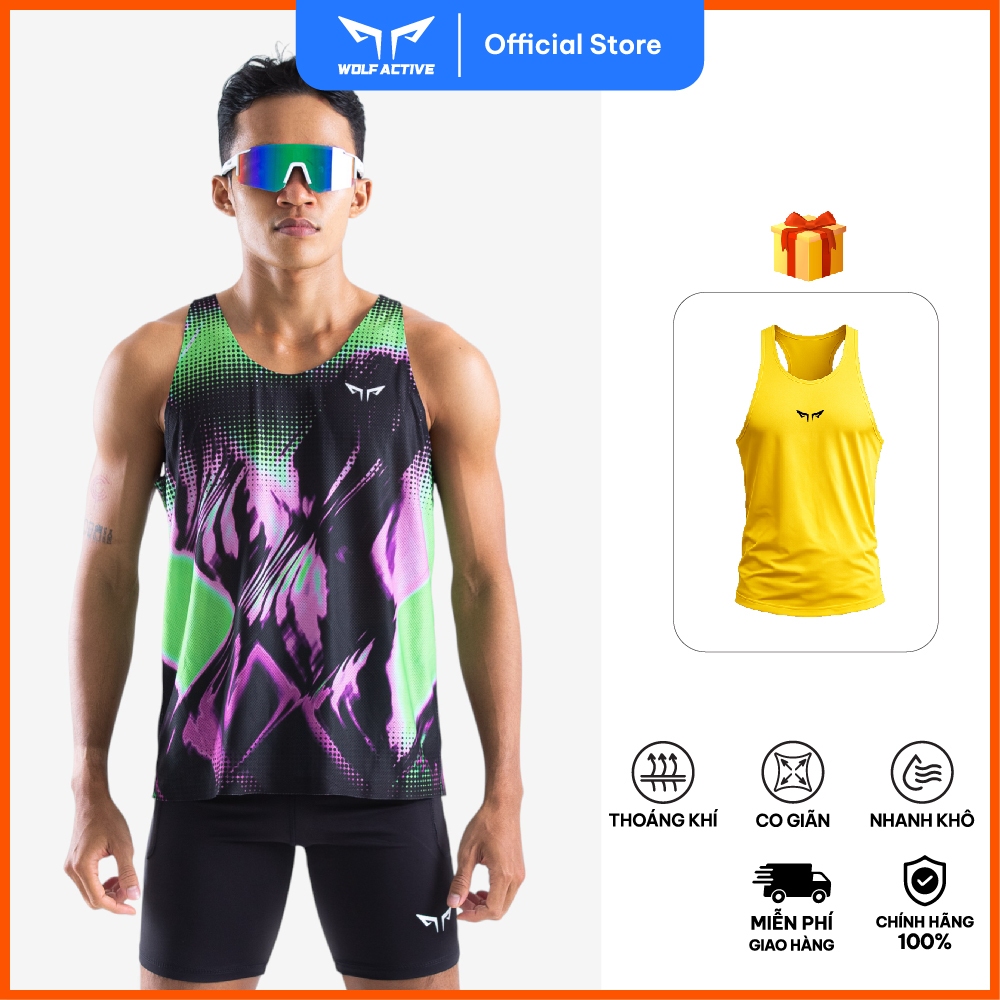 Áo Singlet Chạy Bộ Premium Wolf Active Fire Thermal W279, Chất Vải Cực Nhẹ, Kháng Khuẩn, Cực Mát