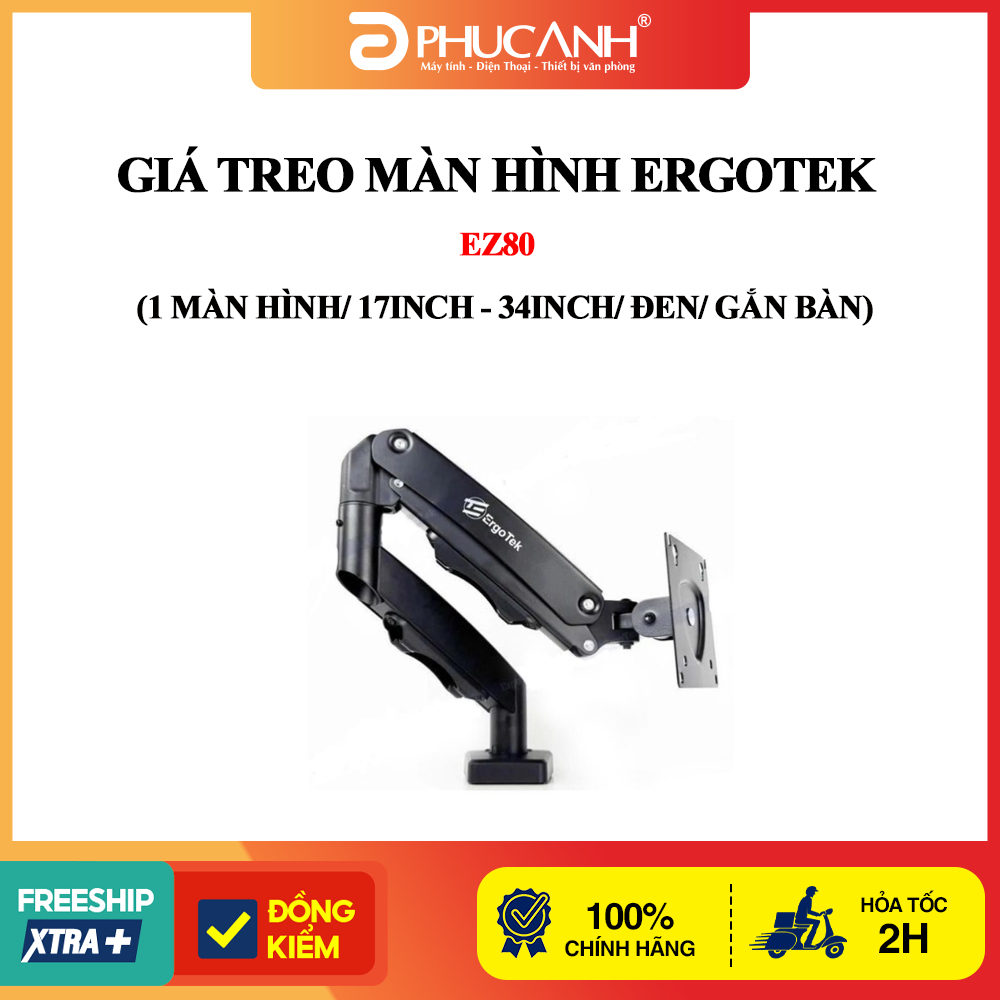 Giá treo màn hình Ergotek EZ80 (1 màn hình/ 17inch - 34inch/ Đen/ Gắn bàn)
