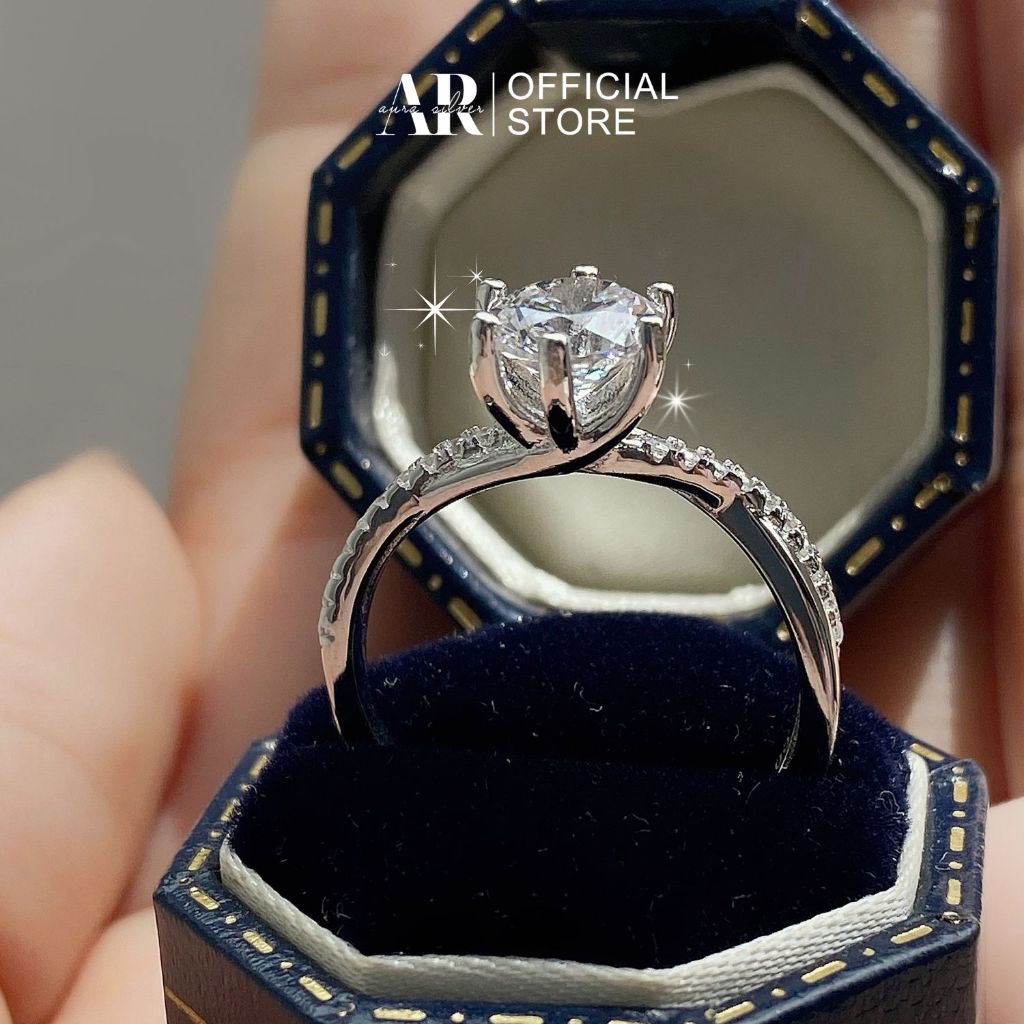 Nhẫn nữ bạc Ý 925 nhẫn Hera đính đá CZ 5A lấp lánh-Aurasilver-N52