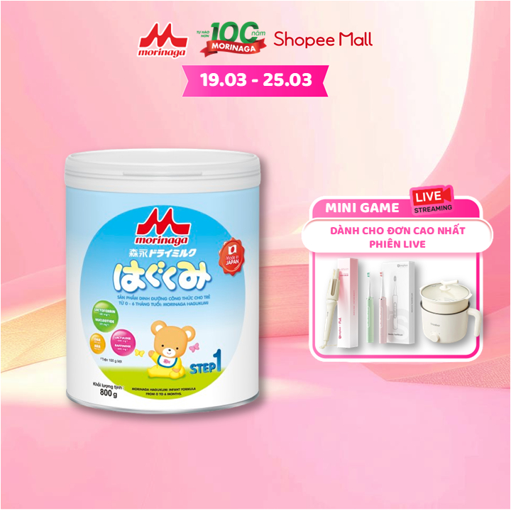 [24-25.03 LIVE] Sữa bột Morinaga số 1 Hagukumi 320g / 800g  nhập khẩu Nhật Bản với Lactoferrin, DHA&AR