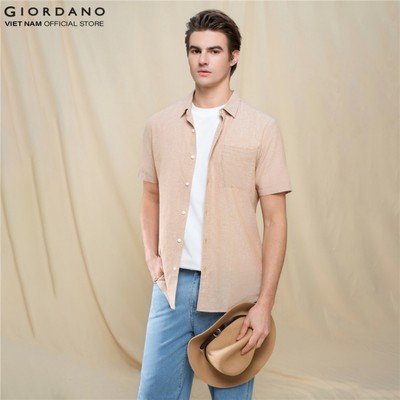 GIORDANO Áo Sơ Mi Nam Ngắn Tay Linen Shirt 01046212