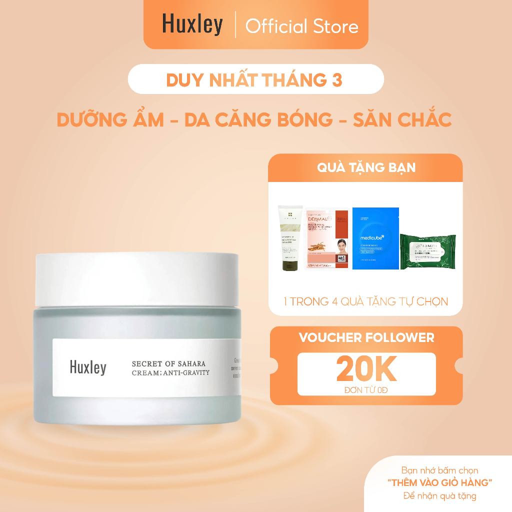 Kem Dưỡng Ẩm Huxley Secret Of Sahara Cream Anti Gravity 50ml - Cải Thiện Da Đều Màu, Tái Tạo Làn Da
