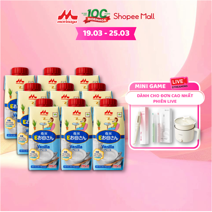 [24-25.03 LIVE] Sữa bầu pha sẵn Morinaga E-Okasan Vị Vani 190ml mới