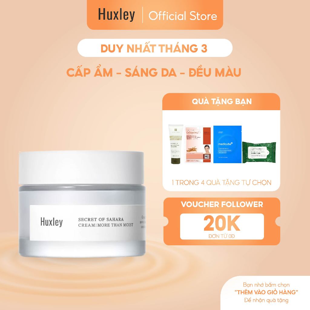 Kem Dưỡng Ẩm Huxley Secret Of Sahara Cream More Than Moist 50ml - Sáng Da, Chống Lão Hóa