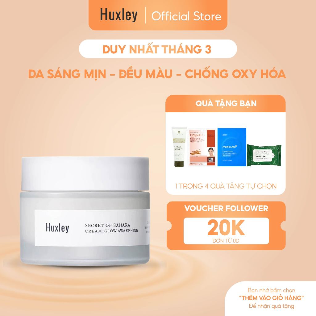 Kem Dưỡng Ẩm Huxley Secret Of Sahara Cream Glow Awakening 50ml - Dưỡng Ẩm Sâu, Se Khít Lỗ Chân Lông