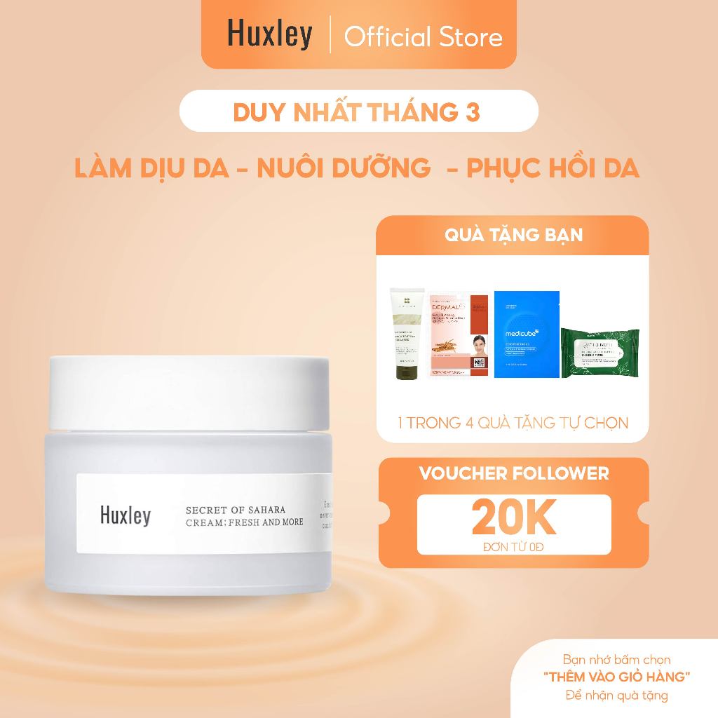 Kem Dưỡng Ẩm Huxley Secret Of Sahara Cream Fresh And More 50g - Da Săn Chắc, Chống Oxy Hóa