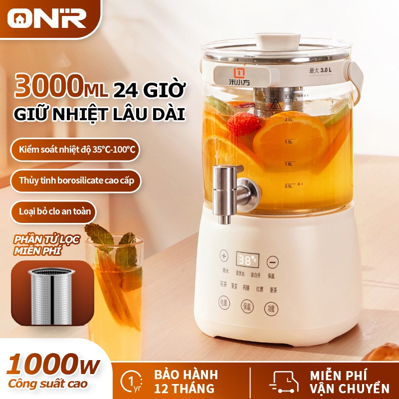ONR – Ấm Siêu Tốc 3L – Gia Nhiệt Nhanh, Giữ Ấm, Đun Nước, Nấu Trà Hoa & Thuốc Bắc, Panel Tiếng Việt