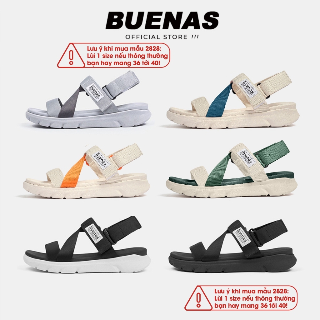 Giày sandal Buenas Alpha 2828 quai hậu nam nữ - dép quai chéo đi học đế cao 4cm