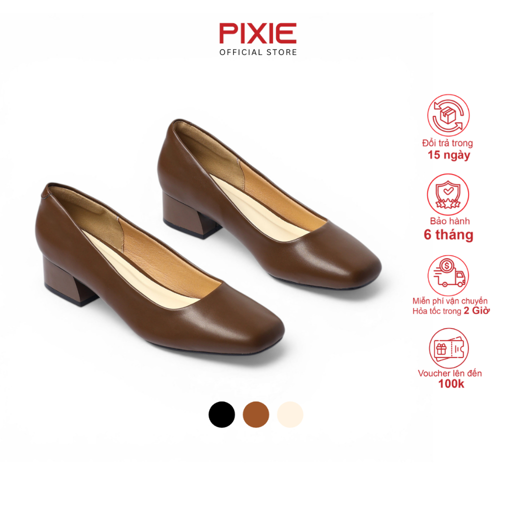 Giày Cao Gót Nữ 3cm Mũi Vuông Thời Trang Pixie H430