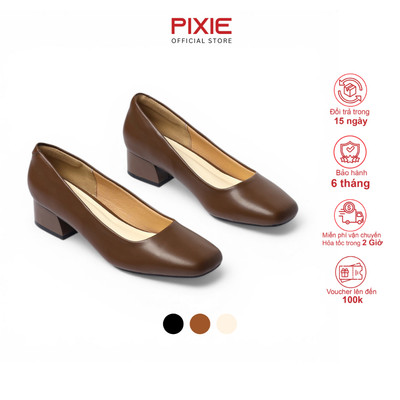 Giày Cao Gót Nữ 3cm Mũi Vuông Thời Trang Pixie H430